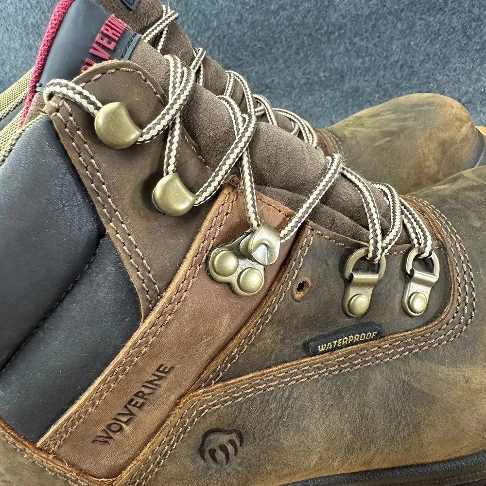 Wolverine Boots Mens Size 7M Caborn Steel Toe Work Dark Brown Ankle Waterproof